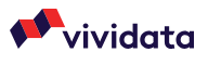Logo Vividata rectangles rouges et bleus pliés en accordéon